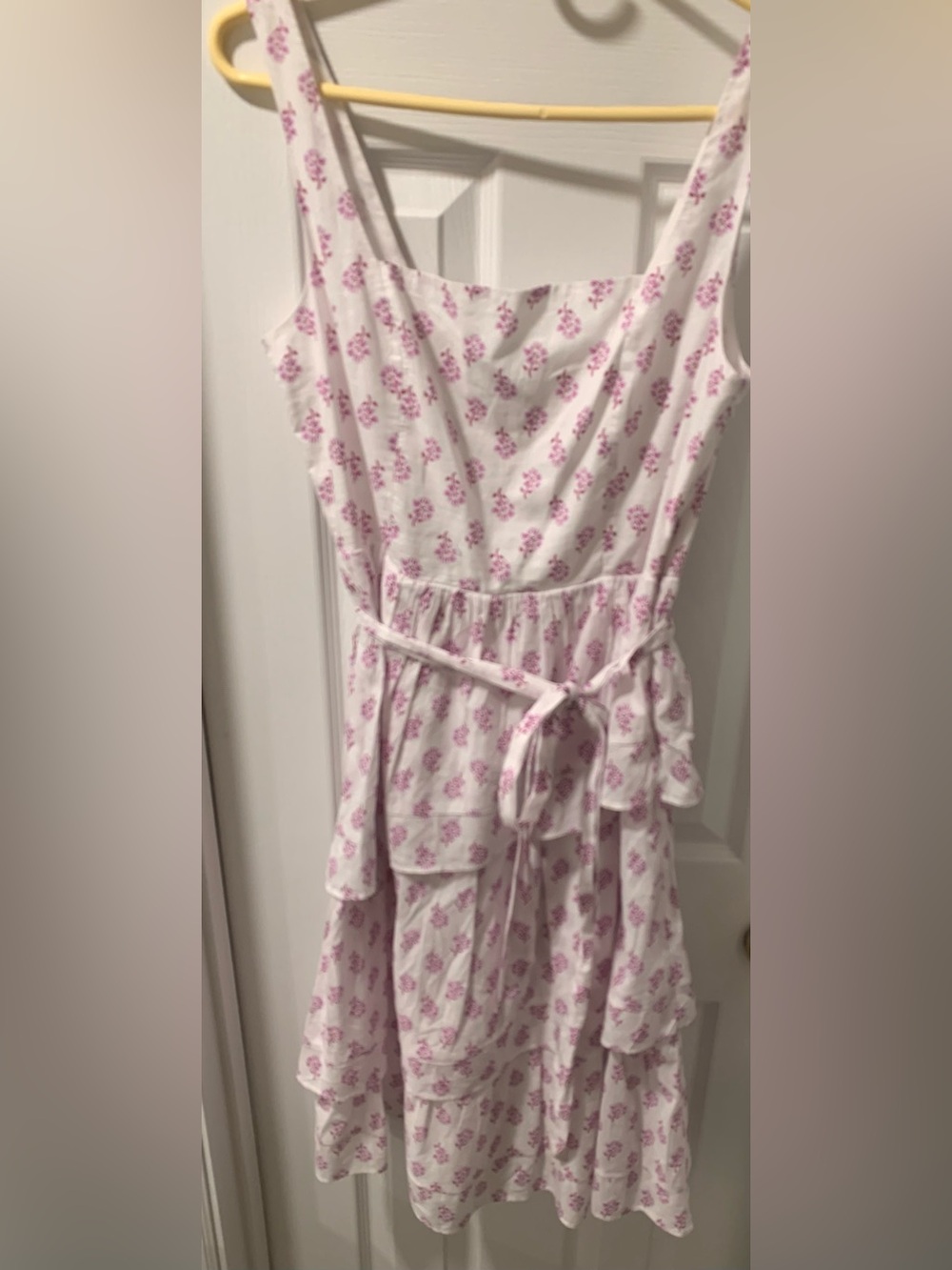 J. Crew White Sleeveless Dress with Pink Floral Print